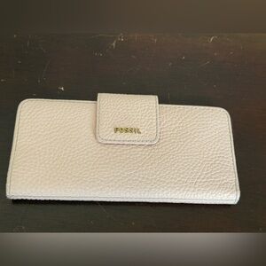 Fossil Textured Leather Wallet Madison Dusty Rose